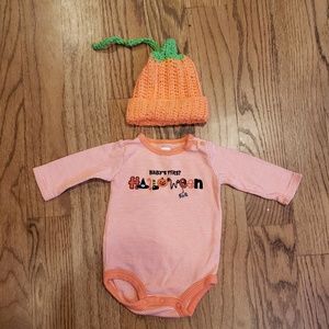 Baby First Halloween Outfit Onsie Hat Pumpkin